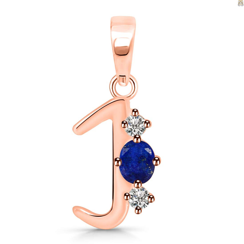 Lapis & White Topaz Alphabet J Pendant LLP-RDA-62.