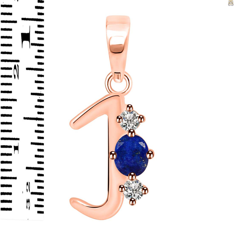 Lapis & White Topaz Alphabet J Pendant LLP-RDA-62.