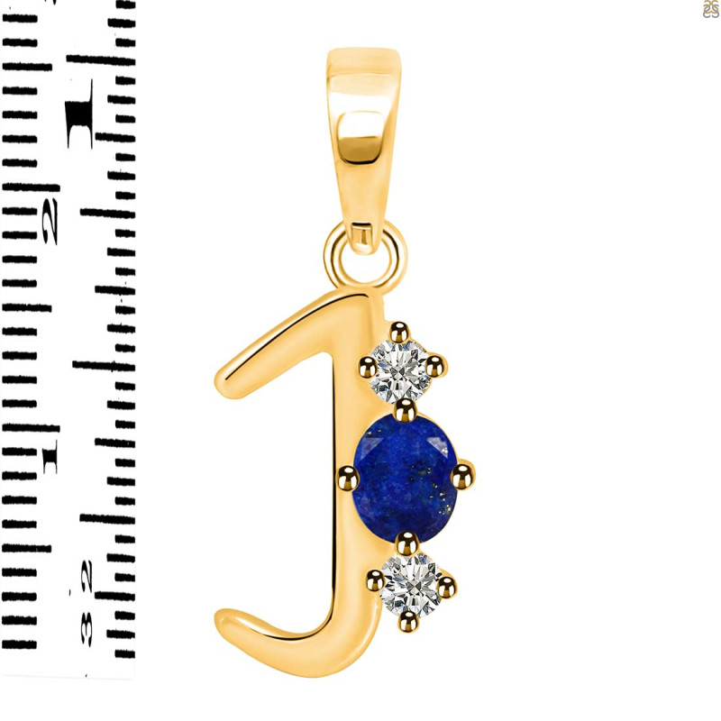 Lapis & White Topaz Alphabet J Pendant LLP-RDA-62.