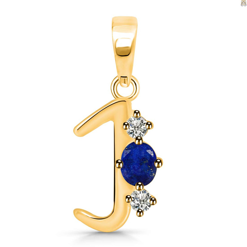 Lapis & White Topaz Alphabet J Pendant LLP-RDA-62.