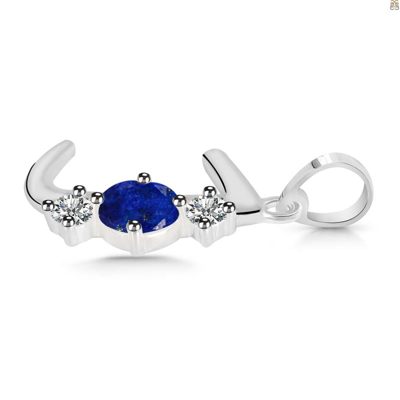 Lapis & White Topaz Alphabet J Pendant
