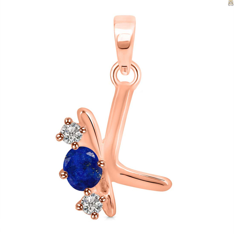 Lapis & White Topaz Alphabet K Pendant LLP-RDA-63.