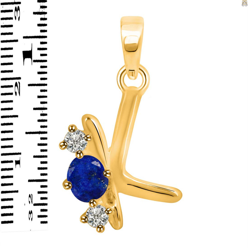Lapis & White Topaz Alphabet K Pendant LLP-RDA-63.