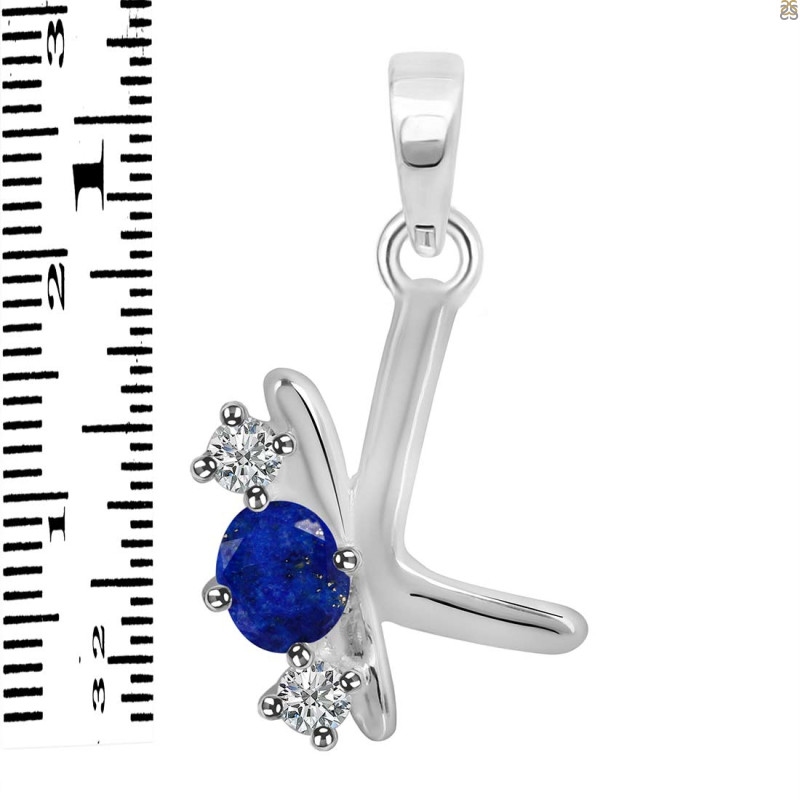 Lapis & White Topaz Alphabet K Pendant LLP-RDA-63.