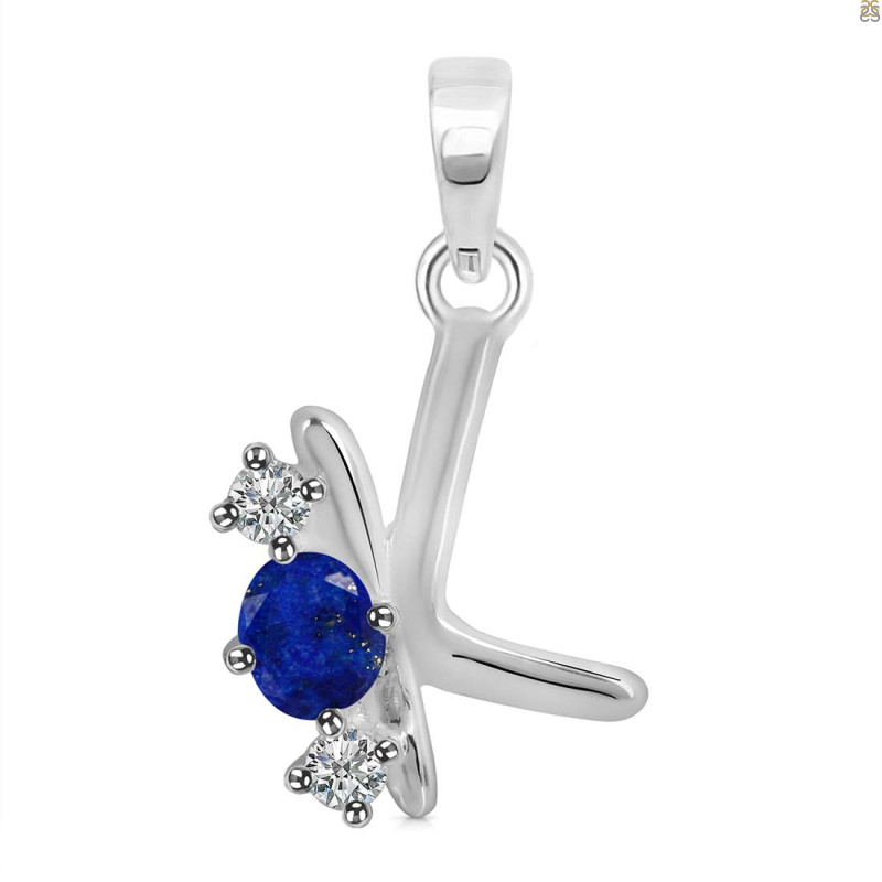 Lapis & White Topaz Alphabet K Pendant LLP-RDA-63.