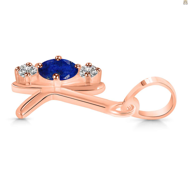 Lapis & White Topaz Alphabet K Pendant LLP-RDA-63.