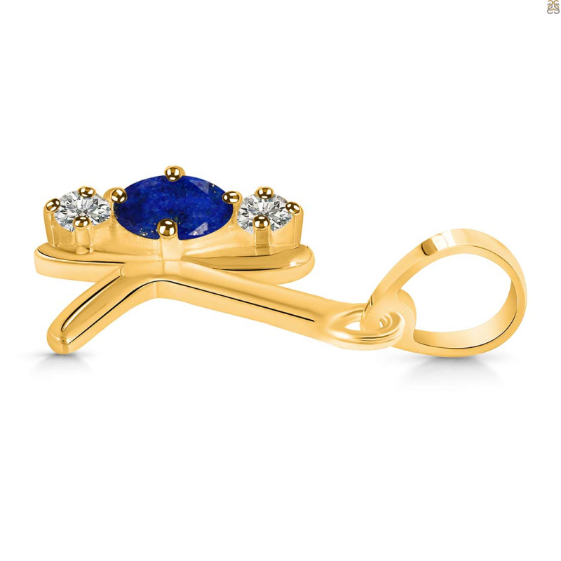 Lapis & White Topaz Alphabet K Pendant LLP-RDA-63.