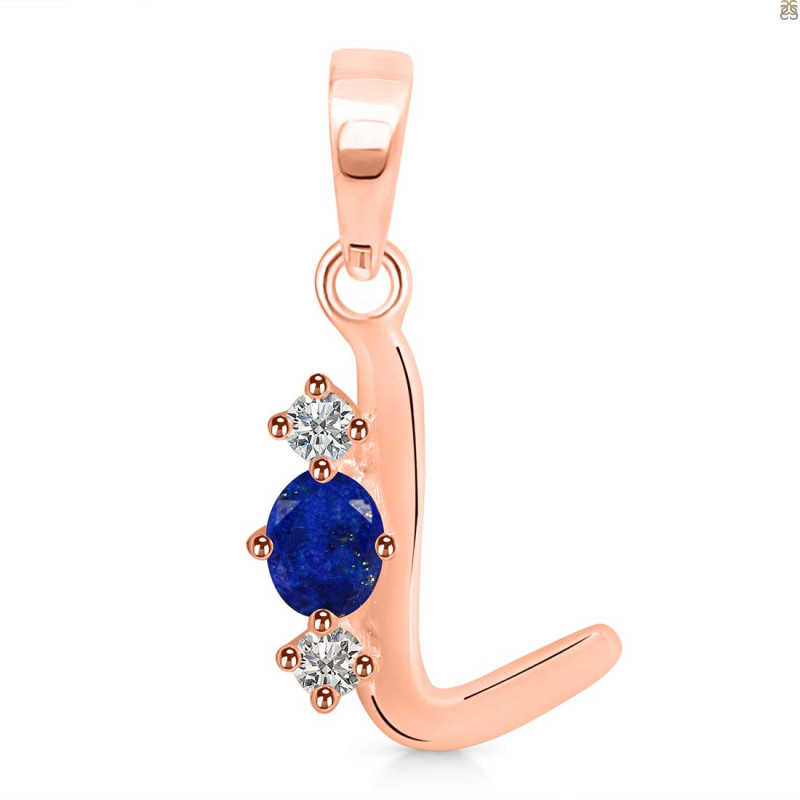 Lapis & White Topaz Alphabet L Pendant LLP-RDA-64.