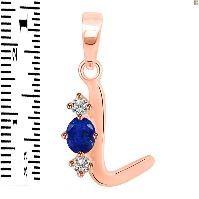Lapis & White Topaz Alphabet L Pendant LLP-RDA-64.