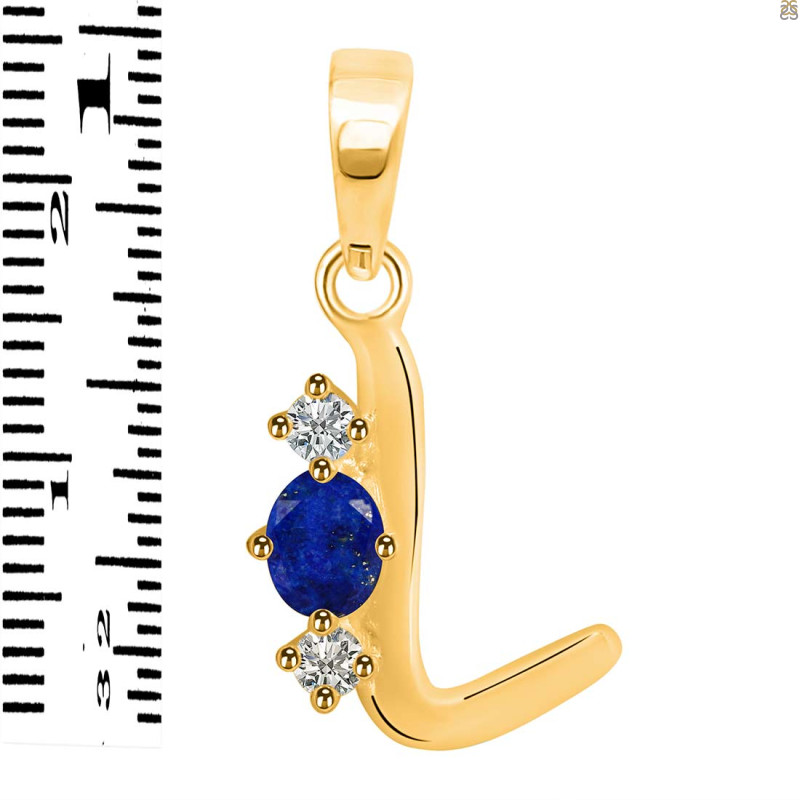 Lapis & White Topaz Alphabet L Pendant LLP-RDA-64.