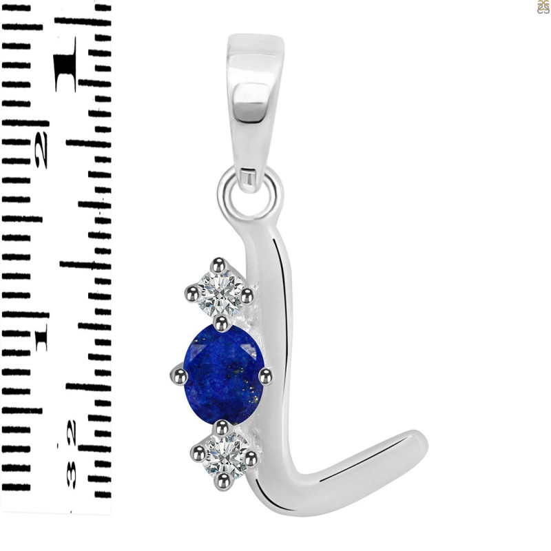 Lapis & White Topaz Alphabet L Pendant LLP-RDA-64.