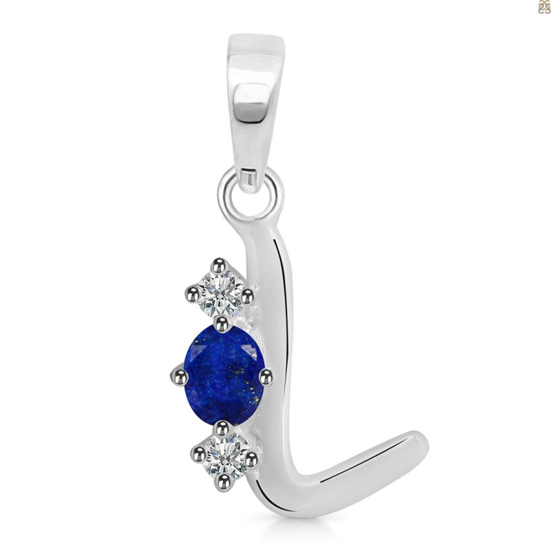 Lapis & White Topaz Alphabet L Pendant LLP-RDA-64.