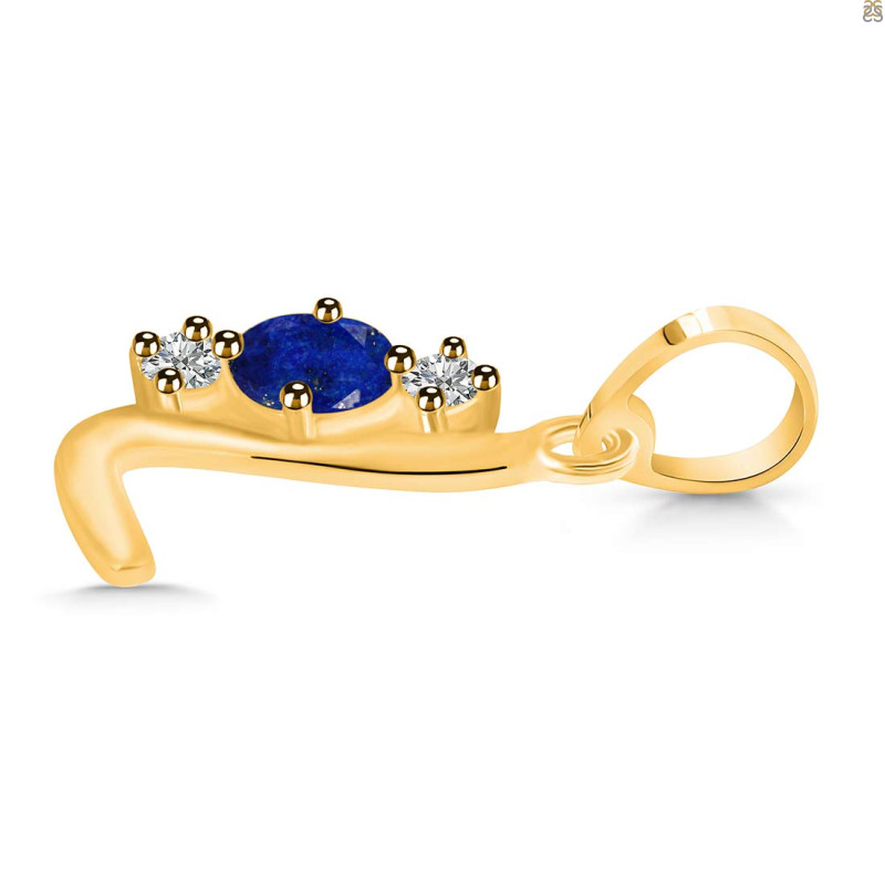 Lapis & White Topaz Alphabet L Pendant LLP-RDA-64.