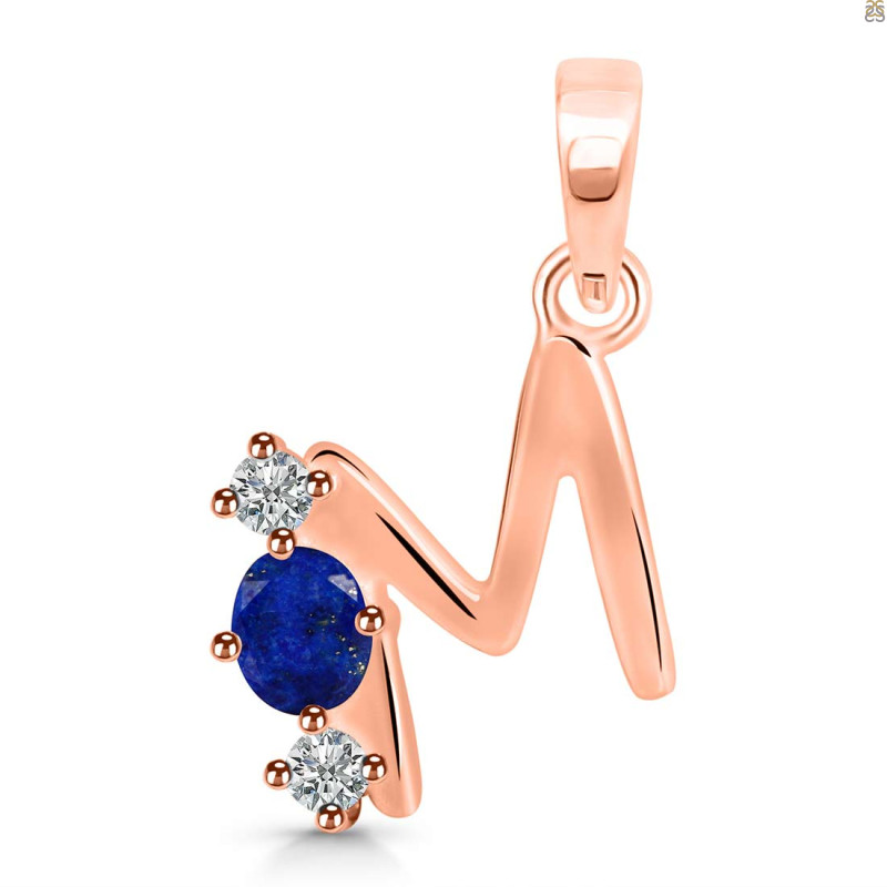 Lapis & White Topaz Alphabet M Pendant LLP-RDA-65.
