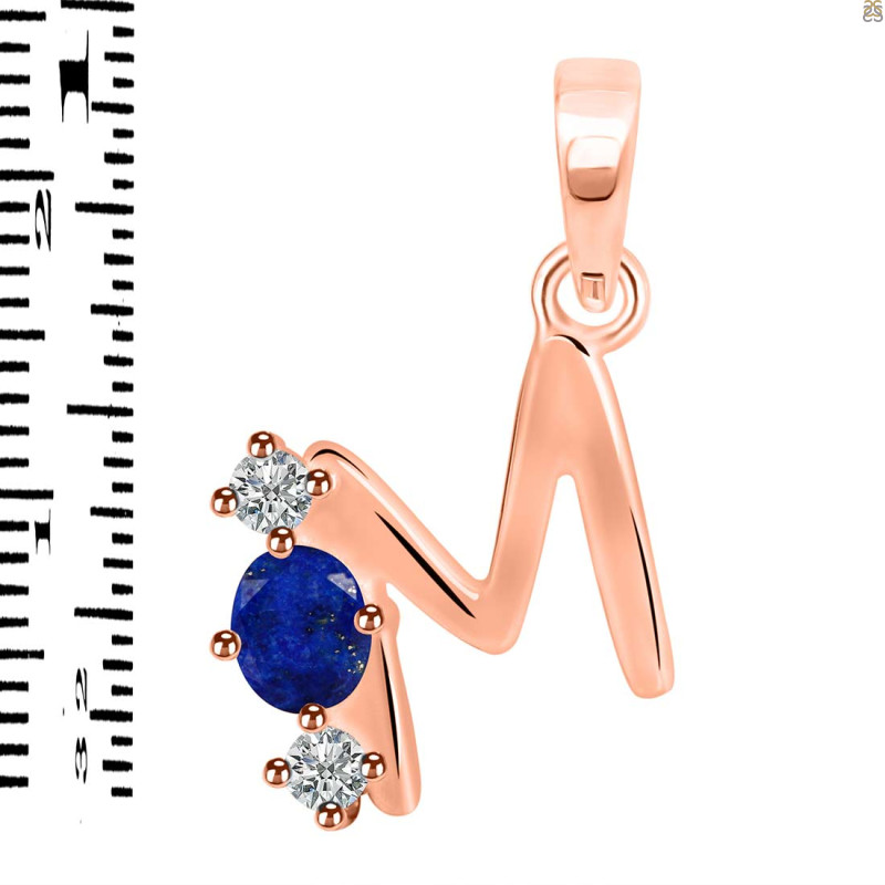 Lapis & White Topaz Alphabet M Pendant LLP-RDA-65.