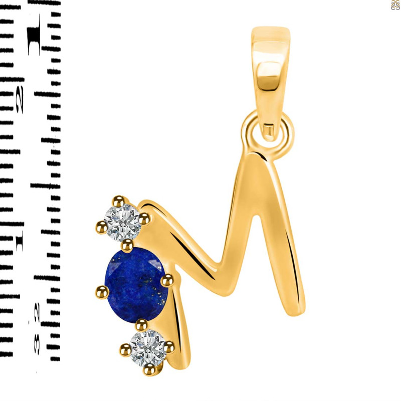 Lapis & White Topaz Alphabet M Pendant LLP-RDA-65.