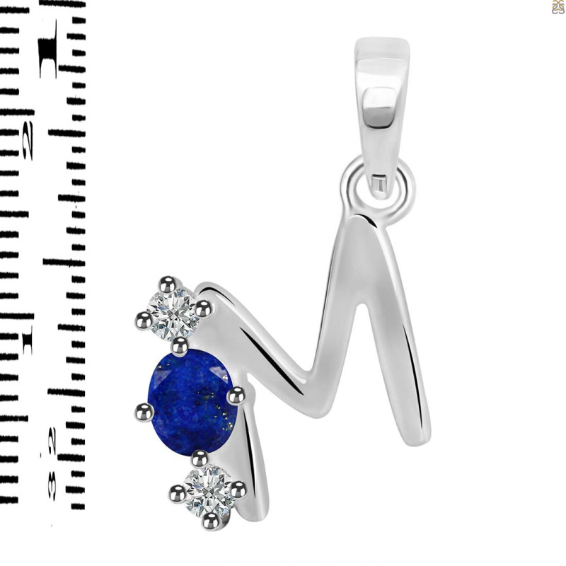 Lapis & White Topaz Alphabet M Pendant LLP-RDA-65.