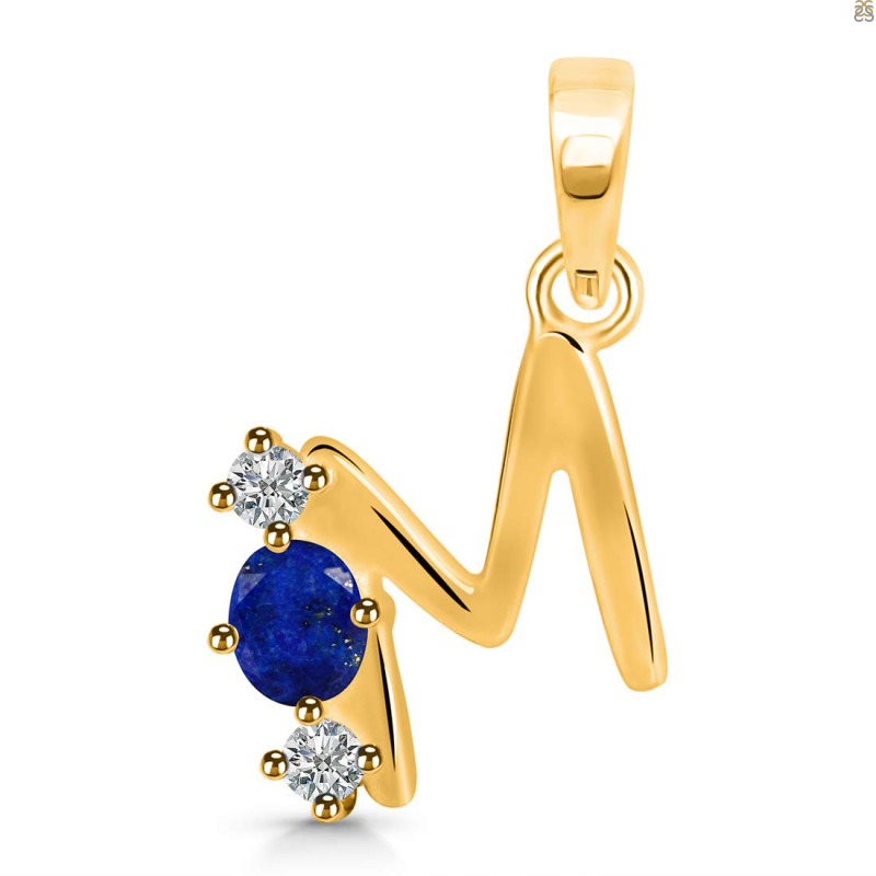 Lapis & White Topaz Alphabet M Pendant LLP-RDA-65.