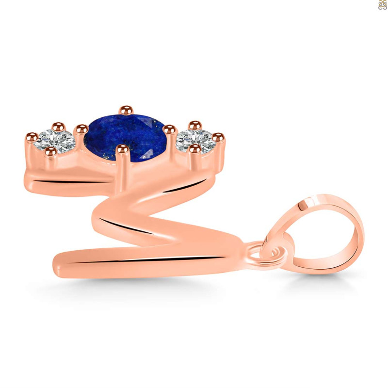 Lapis & White Topaz Alphabet M Pendant LLP-RDA-65.