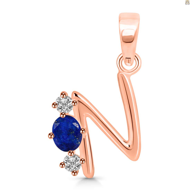 Lapis & White Topaz Alphabet N Pendant LLP-RDA-66.