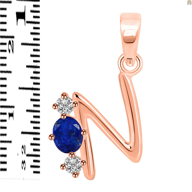 Lapis & White Topaz Alphabet N Pendant LLP-RDA-66.