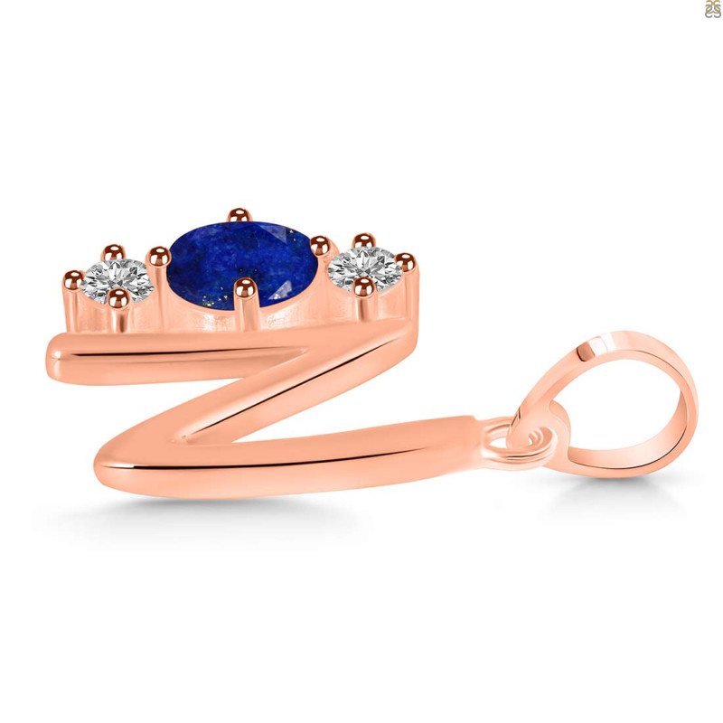 Lapis & White Topaz Alphabet N Pendant LLP-RDA-66.