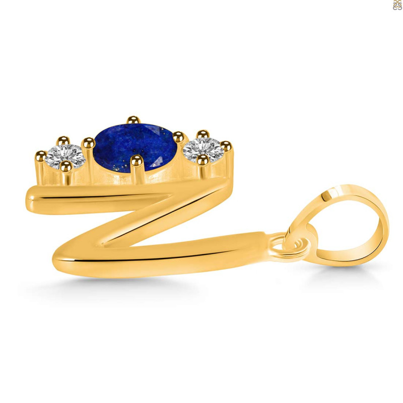 Lapis & White Topaz Alphabet N Pendant LLP-RDA-66.