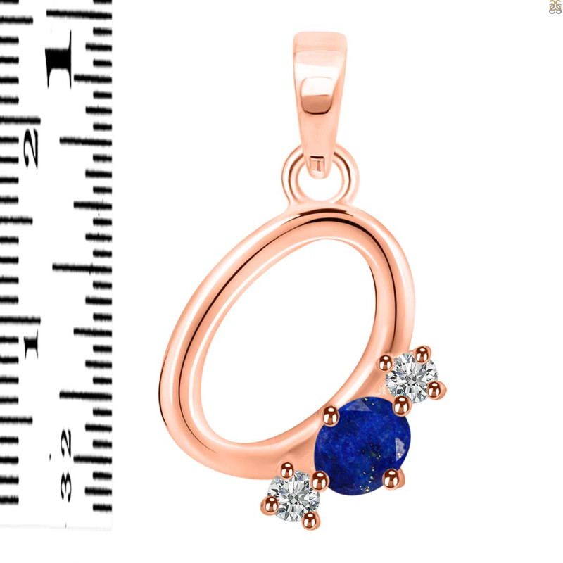 Lapis & White Topaz Alphabet O Pendant LLP-RDA-67.