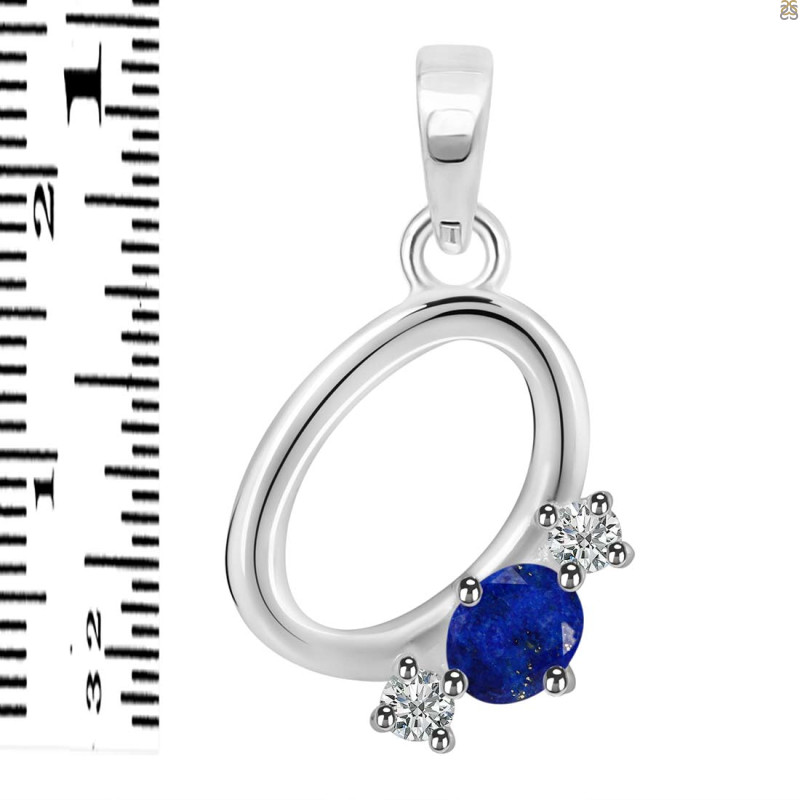 Lapis & White Topaz Alphabet O Pendant LLP-RDA-67.