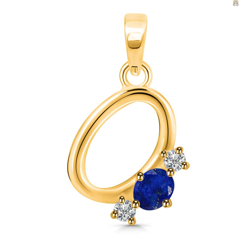 Lapis & White Topaz Alphabet O Pendant LLP-RDA-67.