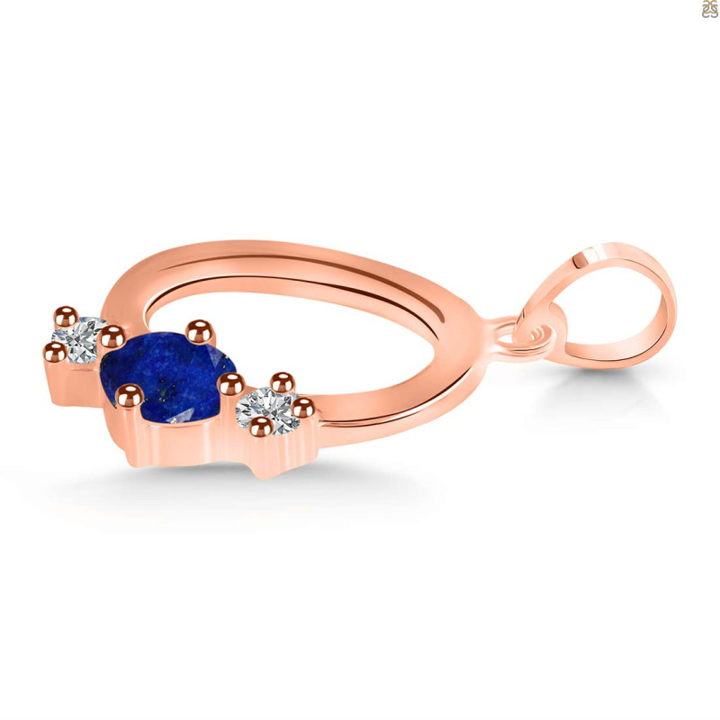 Lapis & White Topaz Alphabet O Pendant LLP-RDA-67.
