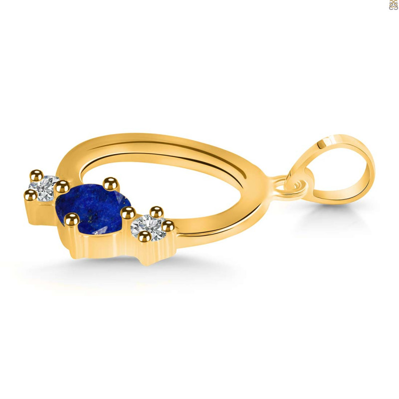 Lapis & White Topaz Alphabet O Pendant LLP-RDA-67.