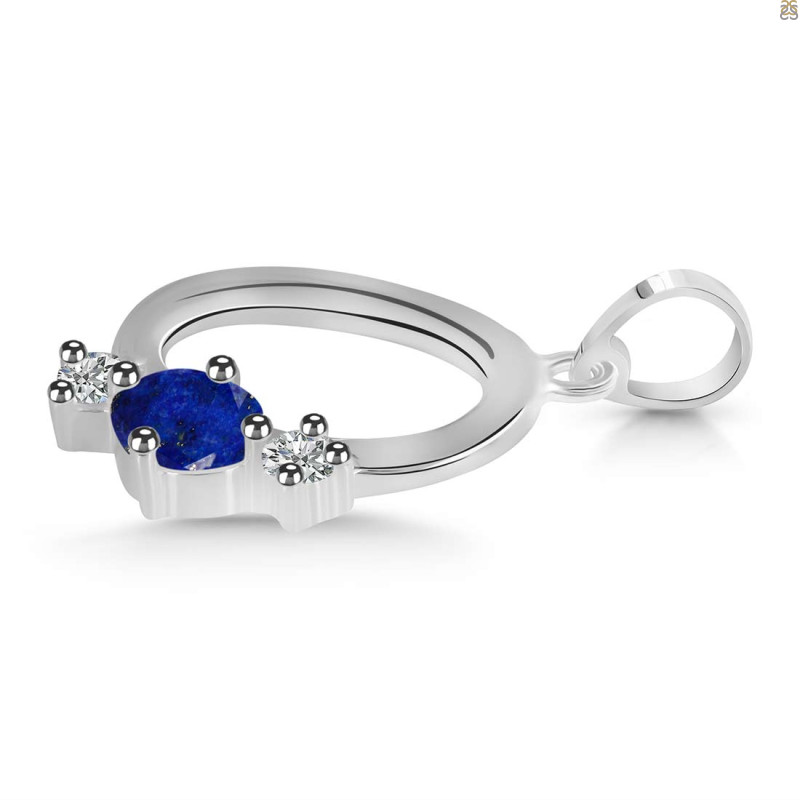 Lapis & White Topaz Alphabet O Pendant
