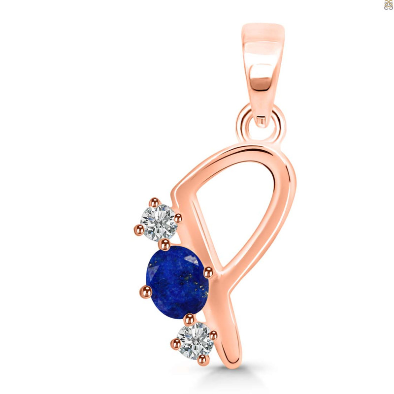 Lapis & White Topaz Alphabet P Pendant LLP-RDA-68.