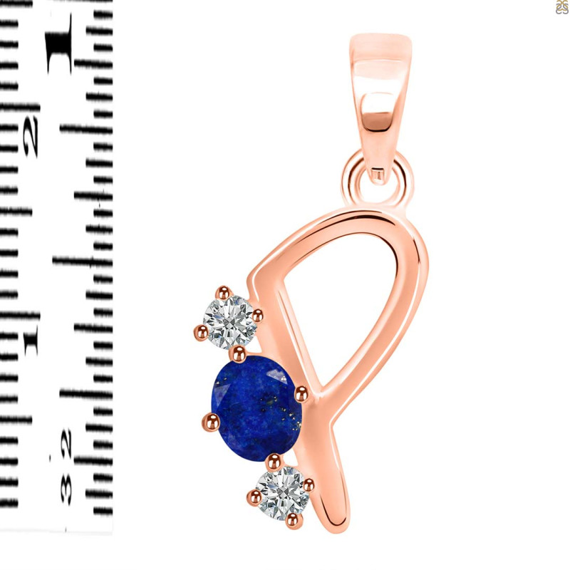 Lapis & White Topaz Alphabet P Pendant LLP-RDA-68.