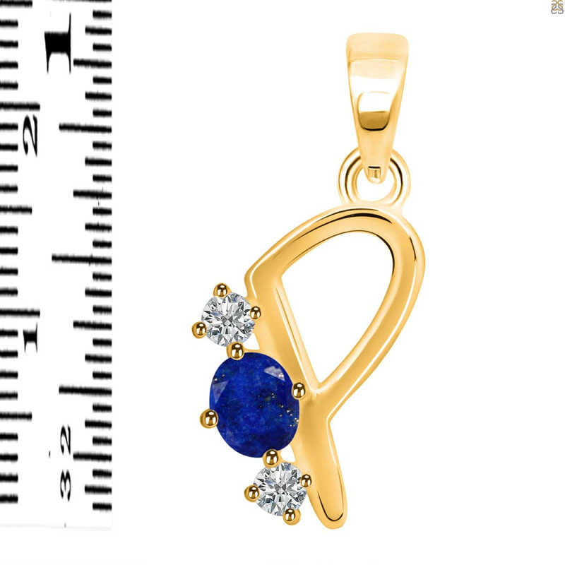 Lapis & White Topaz Alphabet P Pendant LLP-RDA-68.
