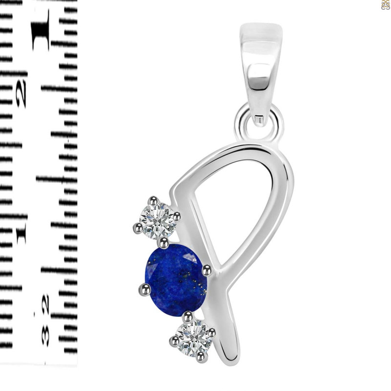 Lapis & White Topaz Alphabet P Pendant LLP-RDA-68.