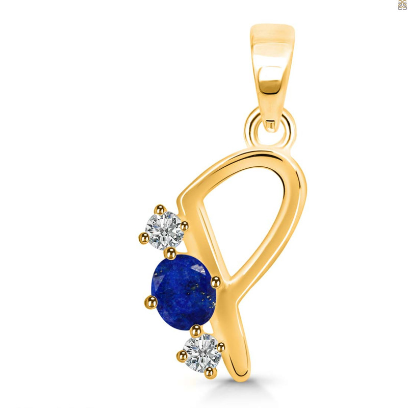 Lapis & White Topaz Alphabet P Pendant LLP-RDA-68.