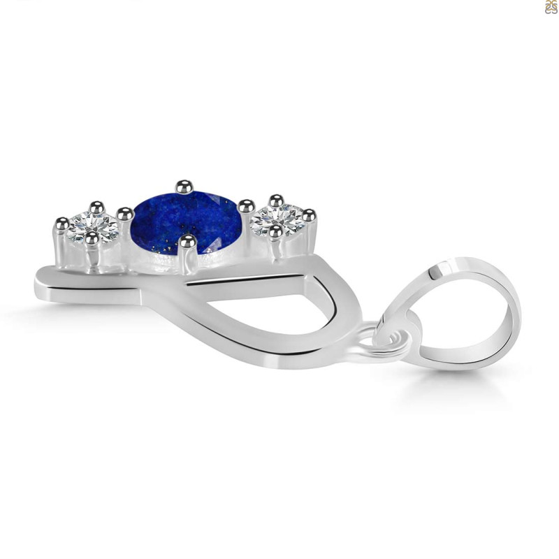Lapis & White Topaz Alphabet P Pendant