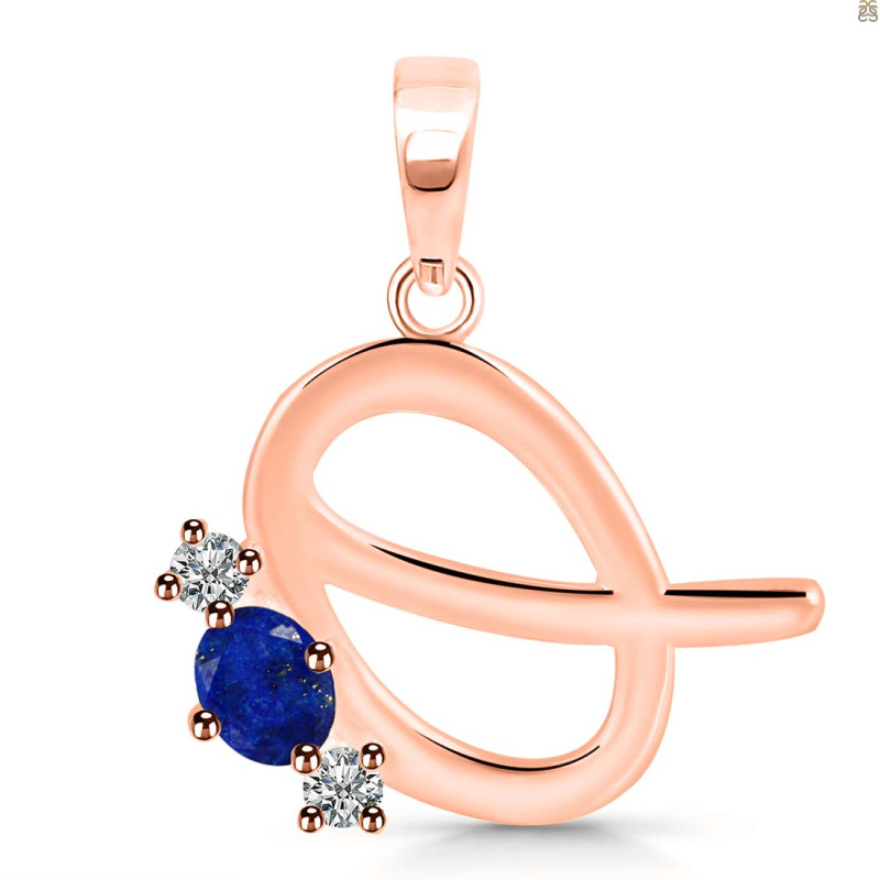 Lapis & White Topaz Alphabet Q Pendant LLP-RDA-69.