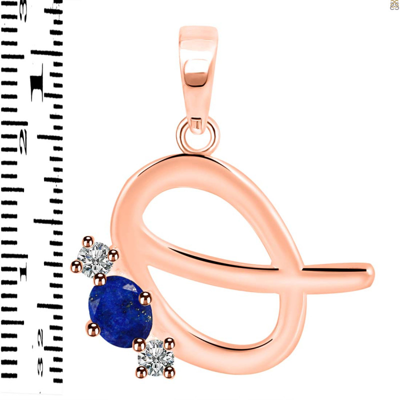 Lapis & White Topaz Alphabet Q Pendant LLP-RDA-69.