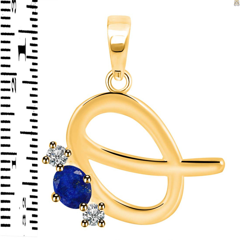 Lapis & White Topaz Alphabet Q Pendant LLP-RDA-69.