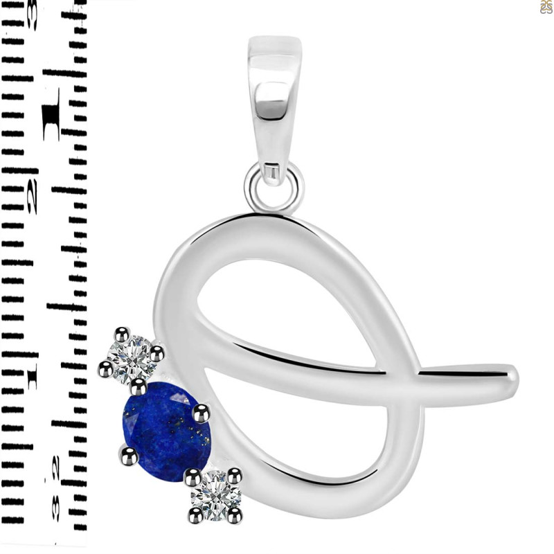 Lapis & White Topaz Alphabet Q Pendant LLP-RDA-69.