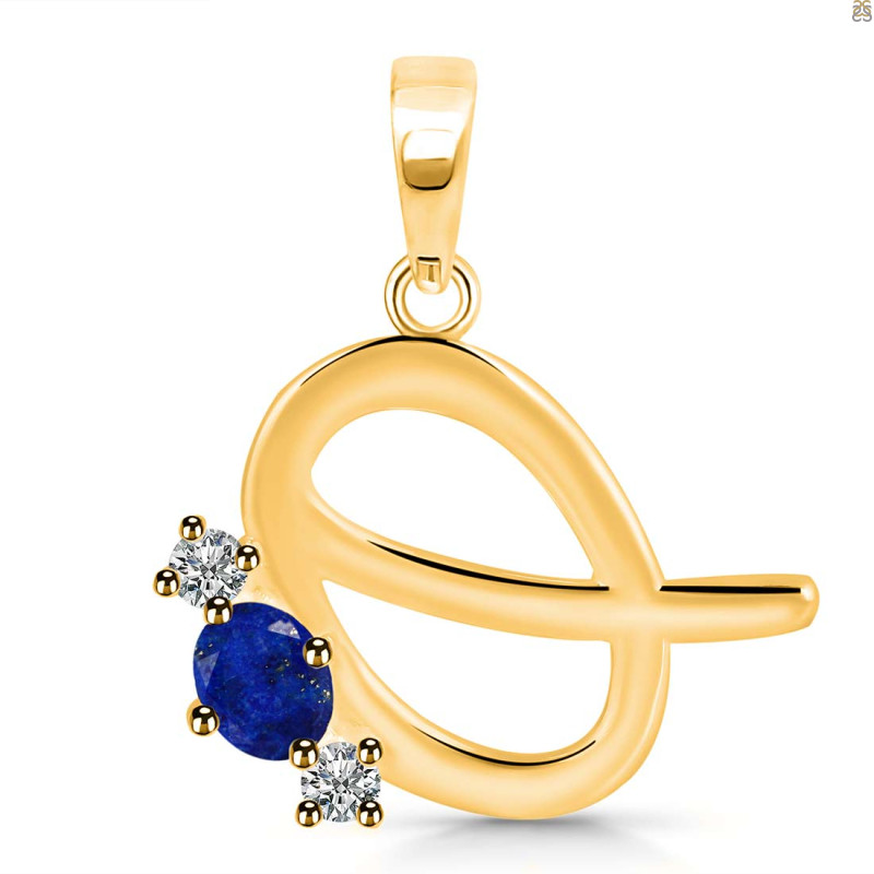 Lapis & White Topaz Alphabet Q Pendant LLP-RDA-69.