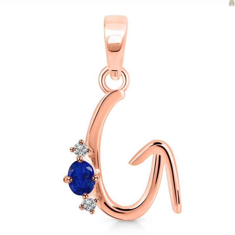 Lapis & White Topaz Alphabet G Pendant LLP-RDA-7.