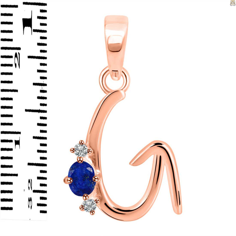 Lapis & White Topaz Alphabet G Pendant LLP-RDA-7.