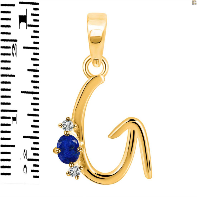 Lapis & White Topaz Alphabet G Pendant LLP-RDA-7.