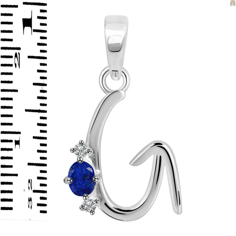 Lapis & White Topaz Alphabet G Pendant LLP-RDA-7.