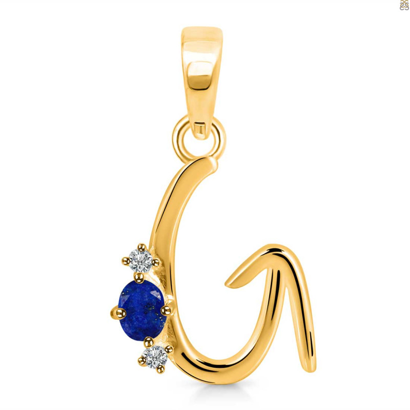 Lapis & White Topaz Alphabet G Pendant LLP-RDA-7.