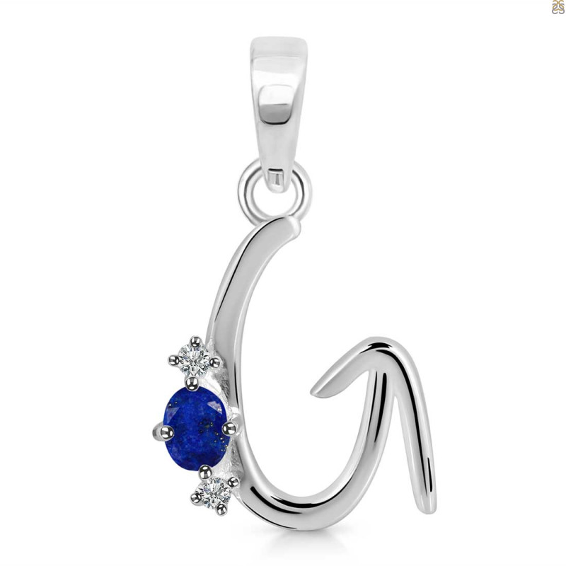 Lapis & White Topaz Alphabet G Pendant LLP-RDA-7.